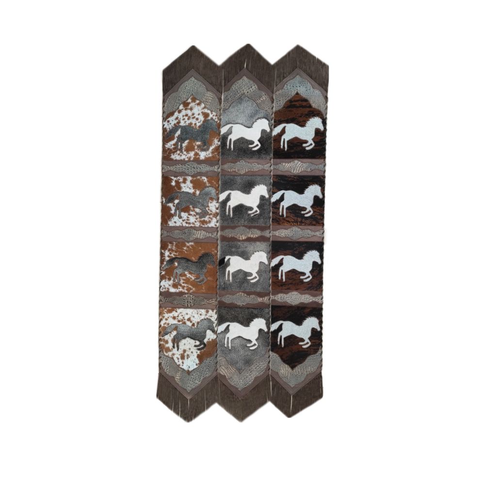 Table Runner Model 2 - Star with Details Croc Tan, with Fringes, Size 1'X6'