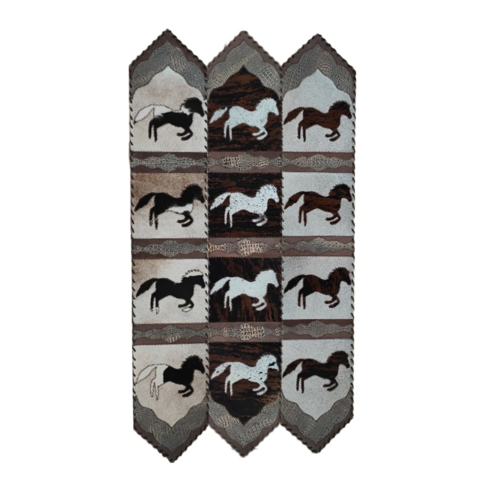 Table Runner Model 2 - Running Horse with Details Croc Tan, Laced Border, Size 1'X6'