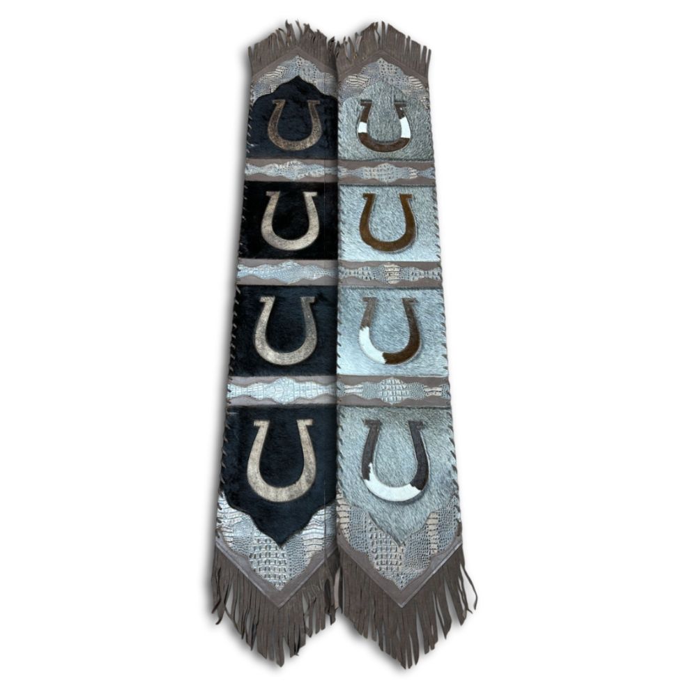 Table Runner Model 2 - Horse Shoe with Details Croc Tan, with Fringes, Size 1'X6' Table Runner Model 2 - Horse Shoe with Details Croc Tan, with Fringes, Size 1'X6'