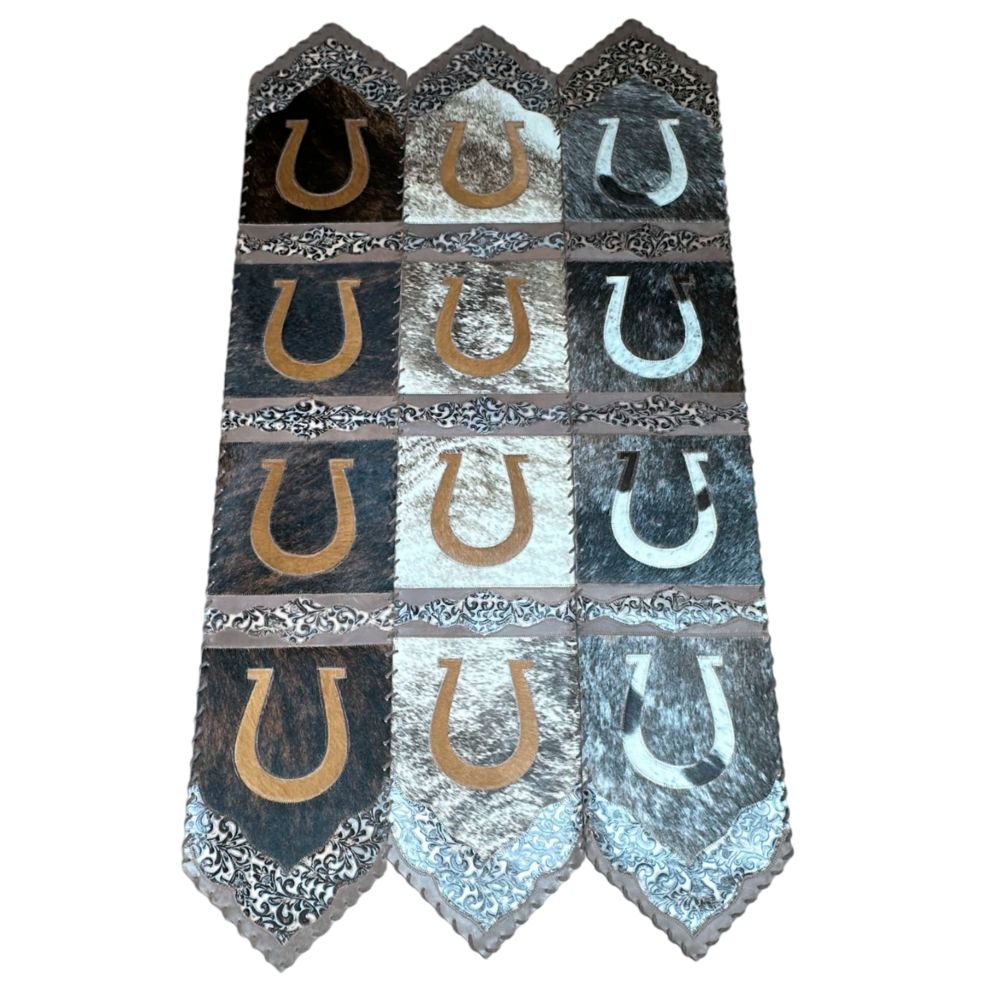 Table Runner Model 2 - Horse Shoe with Details Floral Tan, Laced Border, Size 1'X6' Table Runner Model 2 - Horse Shoe with Details Floral Tan, Laced Border, Size 1'X6'