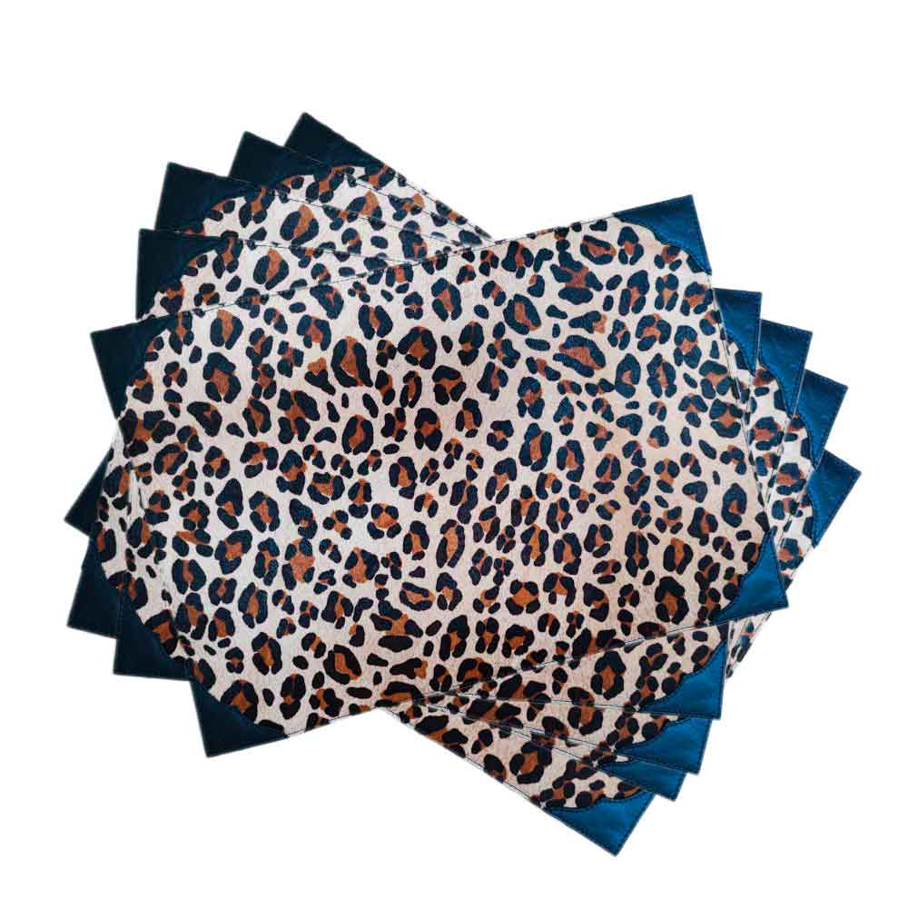 Placemat Leopard with Leather Corners