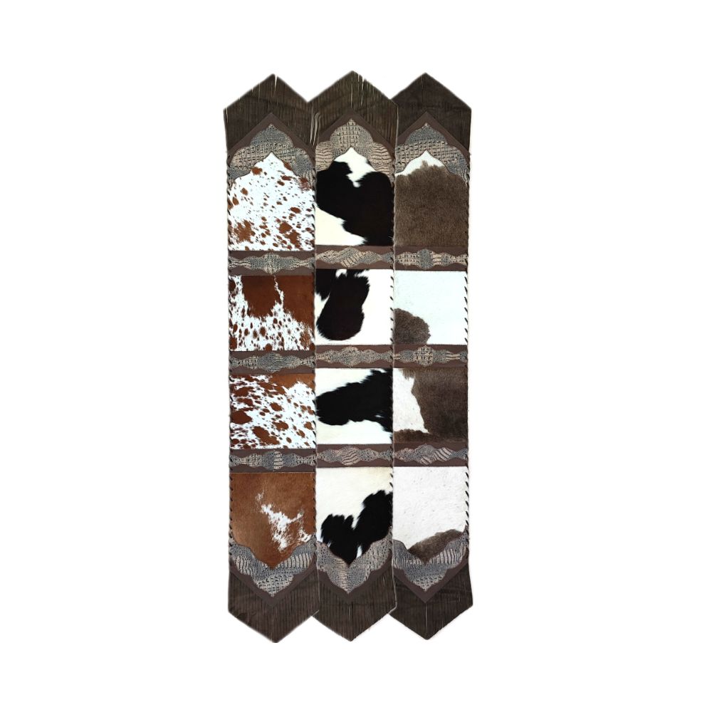 Table Runner Model 2 - Plain, Croc Tan Details, with Fringes, 1' X 8'