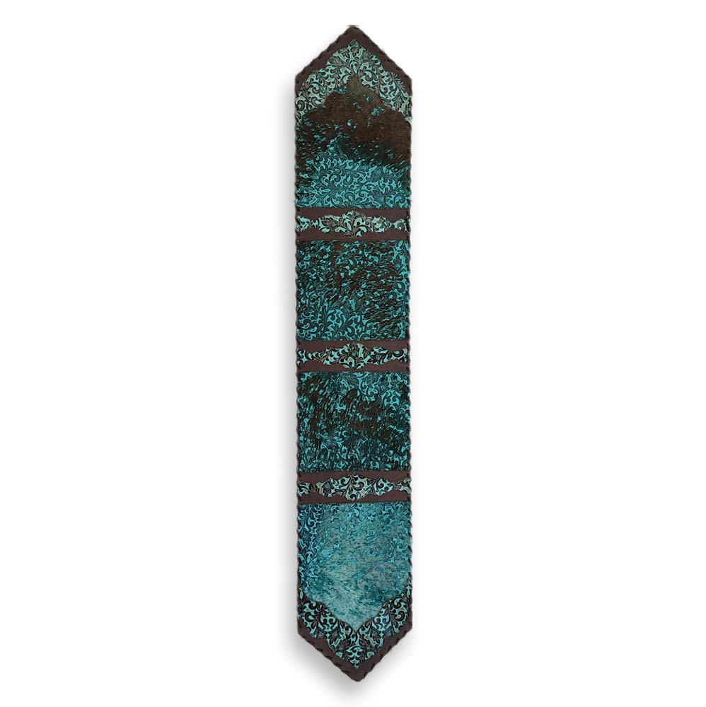 Table Runner Model 2 - Plain, Distressed Floral Turq, Laced Border, 1' X 8'
