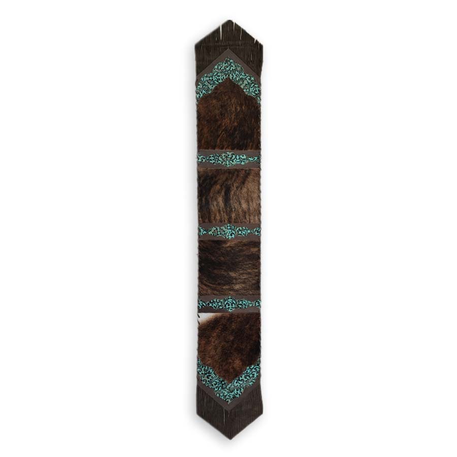 Table Runner Model 2 - Plain, Floral Turquoise Details, with Fringes, 1' X 10'