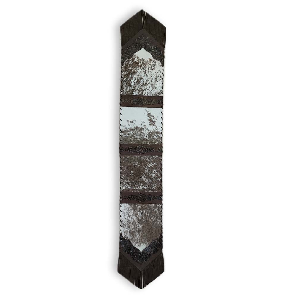 Table Runner Model 2 - Plain, Floral Tan Details, with Fringes, 1' X 8'