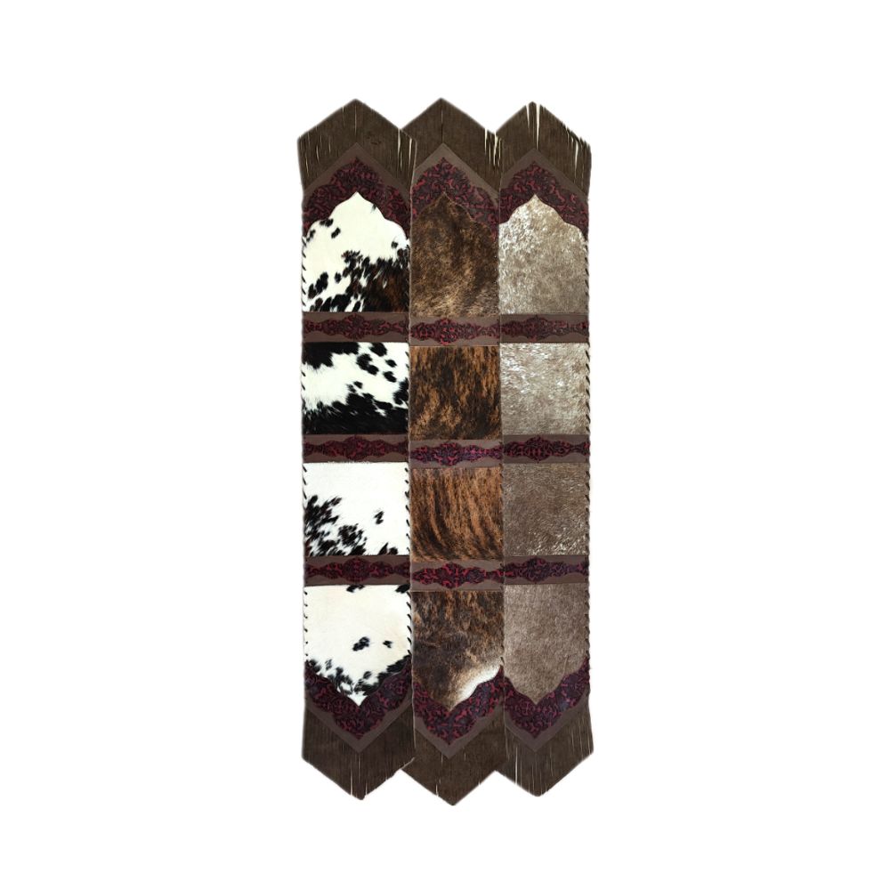 Table Runner Model 2 - Plain, Floral Red Details, with Fringes, 1' X 10'