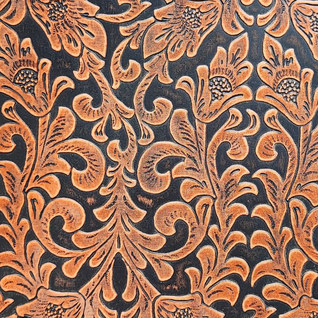 Floral Tooling Camel Embossed Sides Floral Tooling Camel Embossed Sides