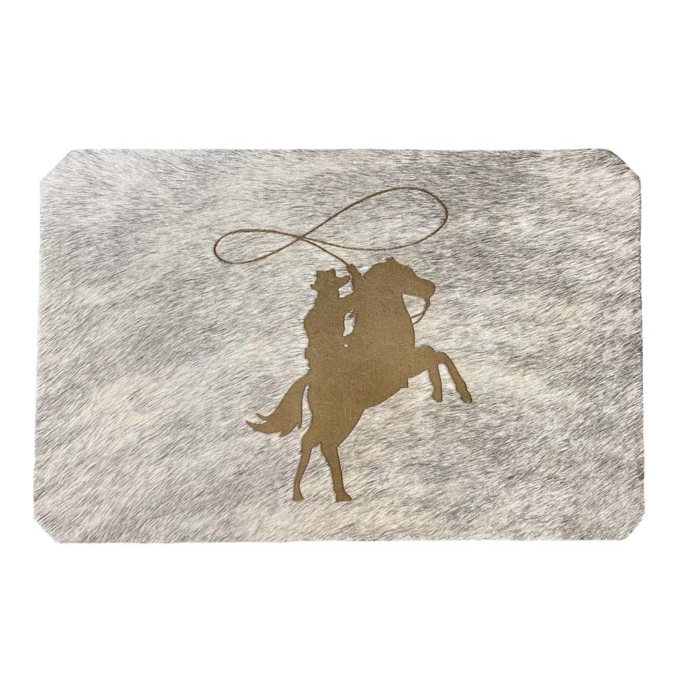 Cowhide Wall Sign with Sticker - Bucking Horse