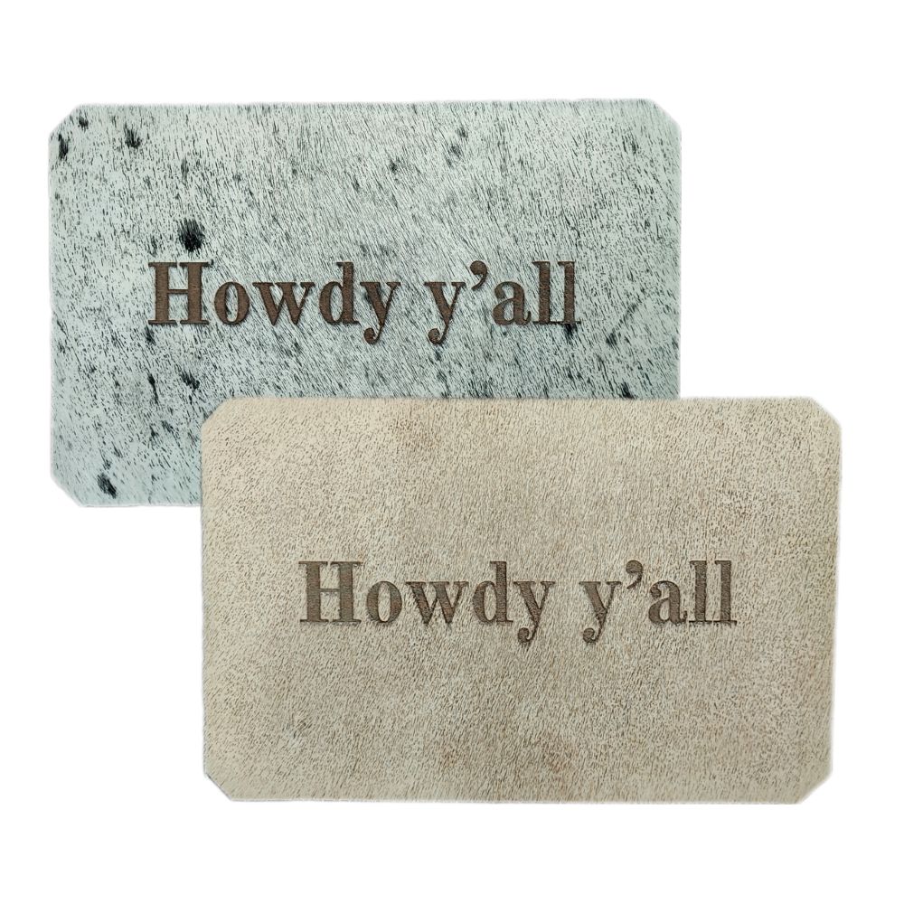 Cowhide Wall Sign with Sticker - Howdy Y'all