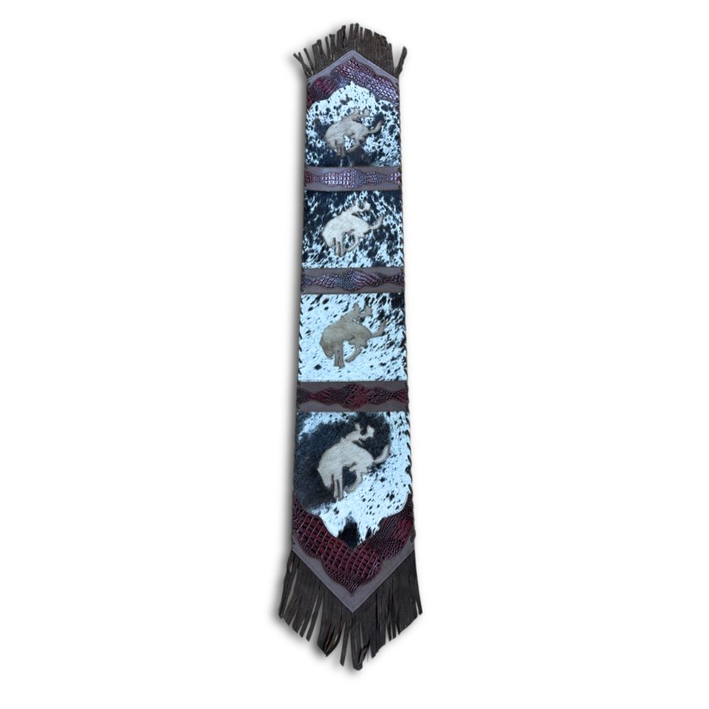 Table Runner Model 2 - Bucking Horse, Croc Red Details, with Fringes, 1' X 8' Table Runner Model 2 - Bucking Horse, Croc Red Details, with Fringes, 1' X 8'