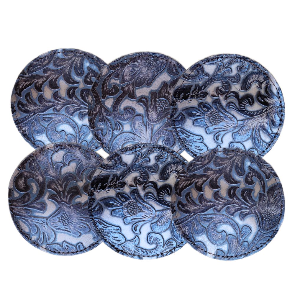 Coaster Floral Tan Embossed Leather