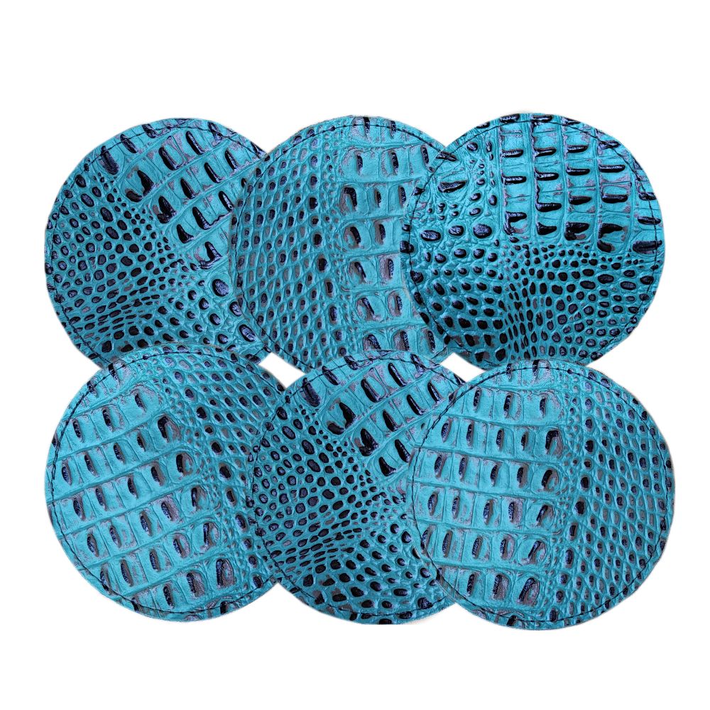 Coaster Croc Turquoise Embossed Leather