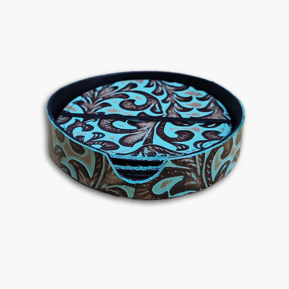 Holder Floral Turquoise - for 4 pcs Coaster Set Holder Floral Turquoise - for 4 pcs Coaster Set