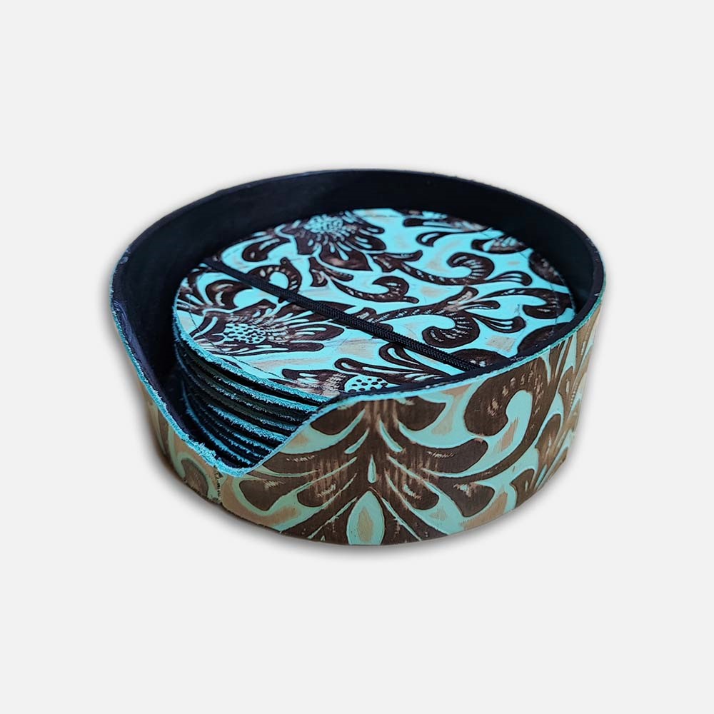 Holder Floral Turquoise - for 6 pcs Coaster Set Holder Floral Turquoise - for 6 pcs Coaster Set