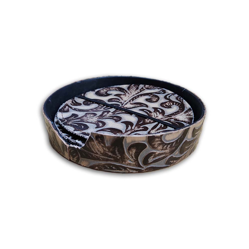 Holder Floral Tan - for 4 pcs Coaster Set Holder Floral Tan - for 4 pcs Coaster Set