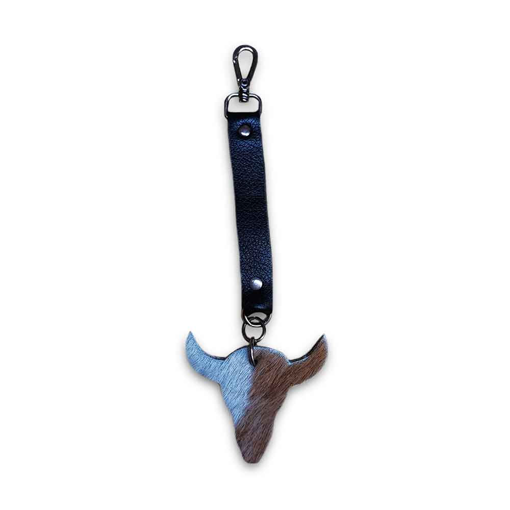 Keychain with Leather Strap, Steer Head Keychain with Leather Strap, Steer Head