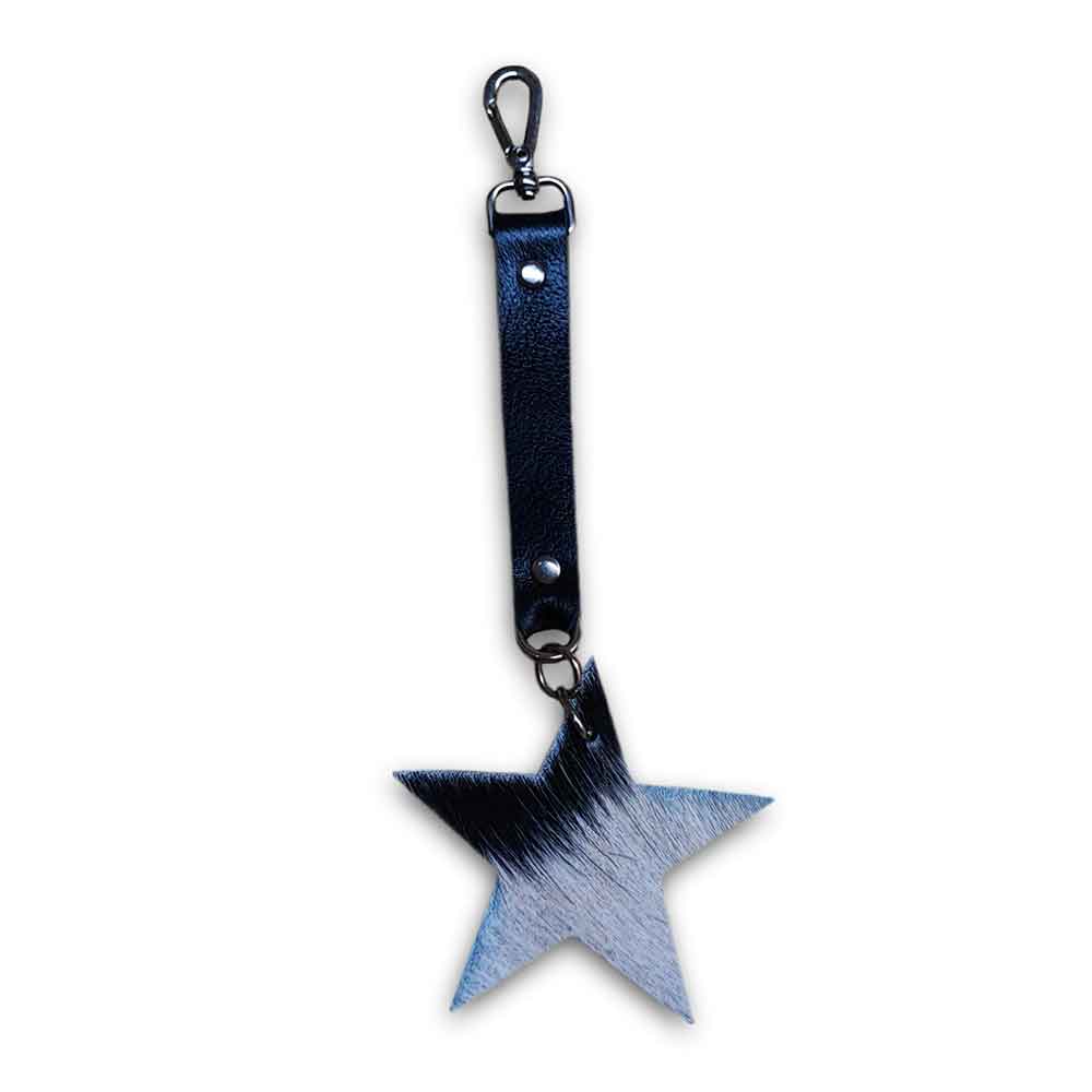 Keychain with Leather Strap, Star Keychain with Leather Strap, Star
