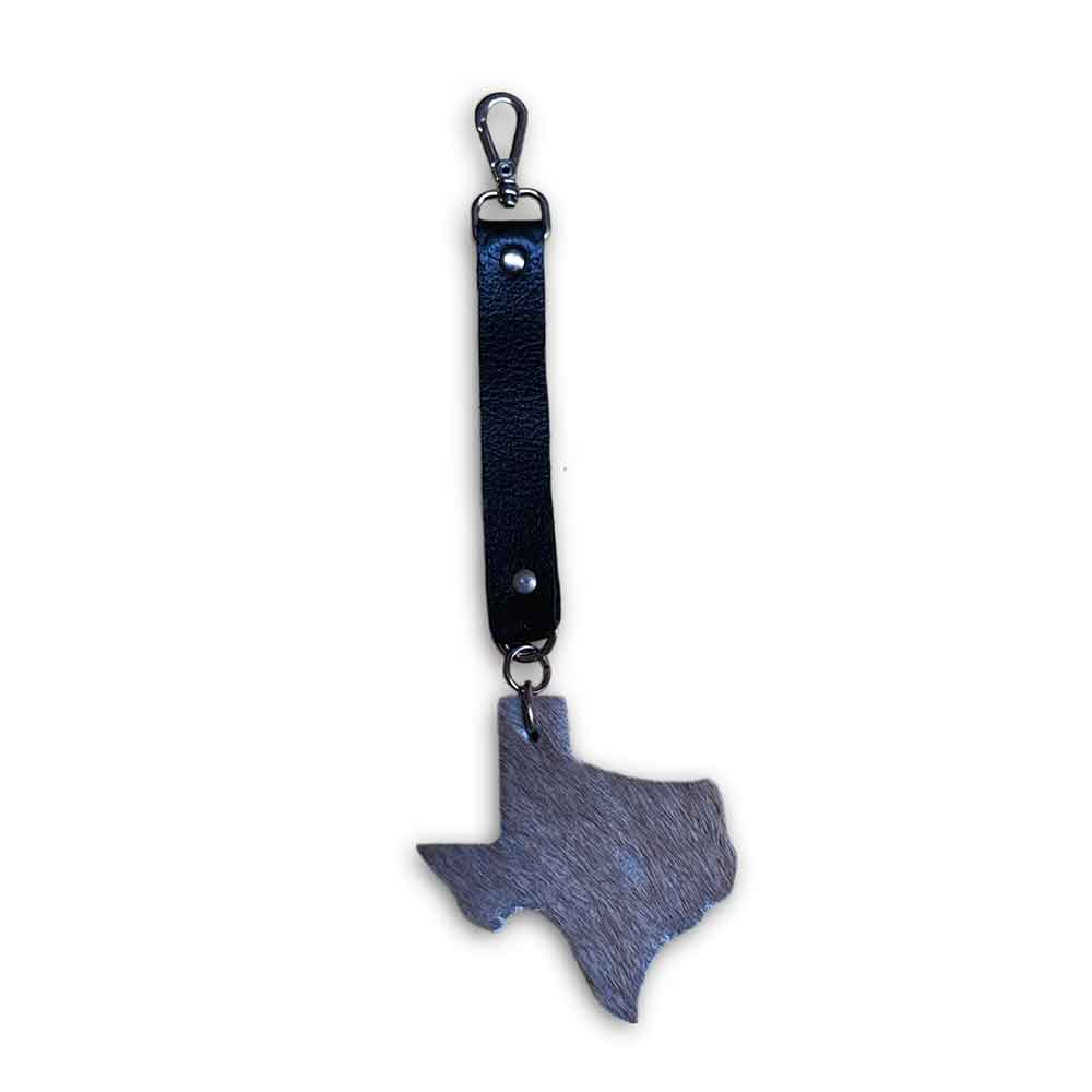 Keychain with Leather Strap, Texas Map Keychain with Leather Strap, Texas Map