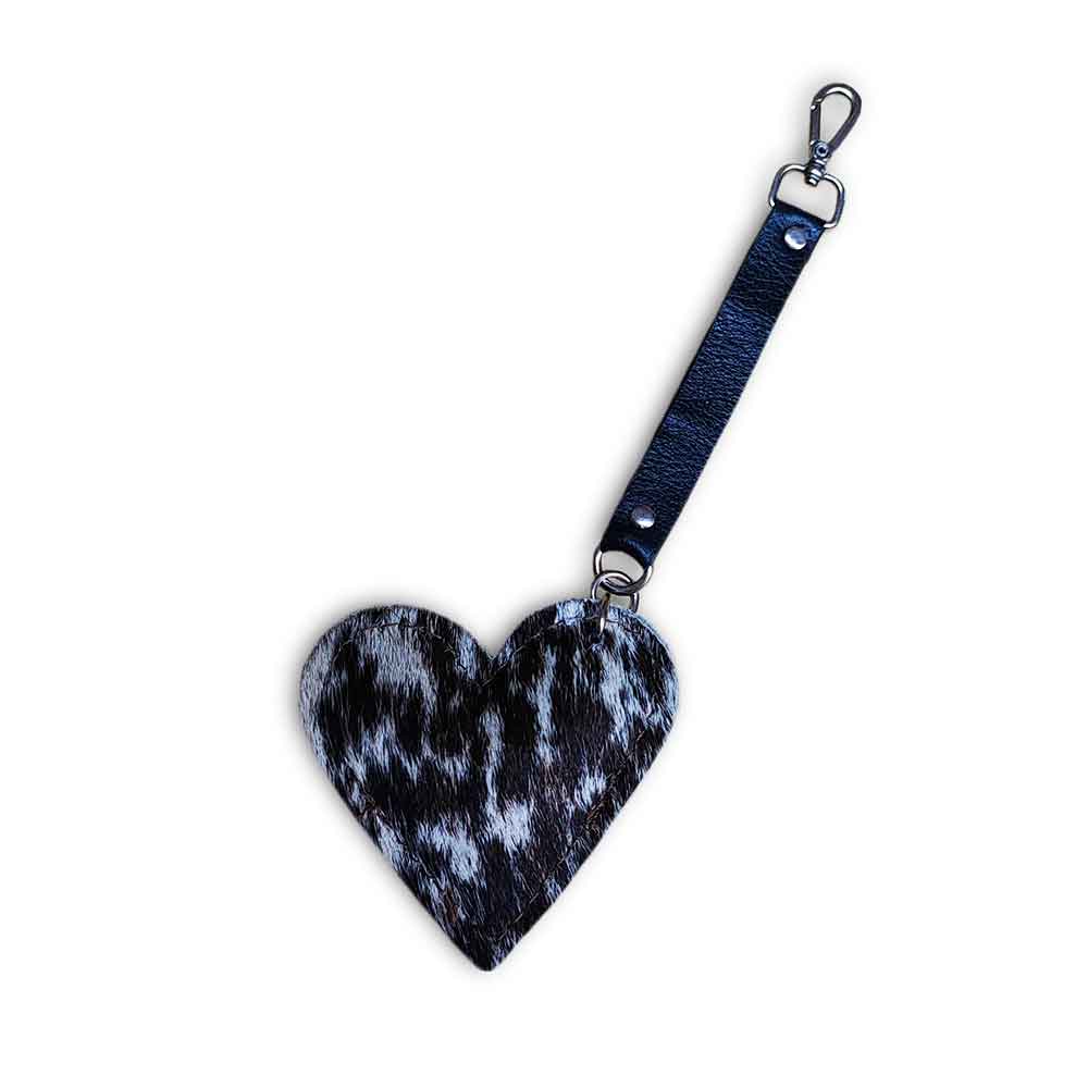 Keychain with Leather Strap, Heart Keychain with Leather Strap, Heart
