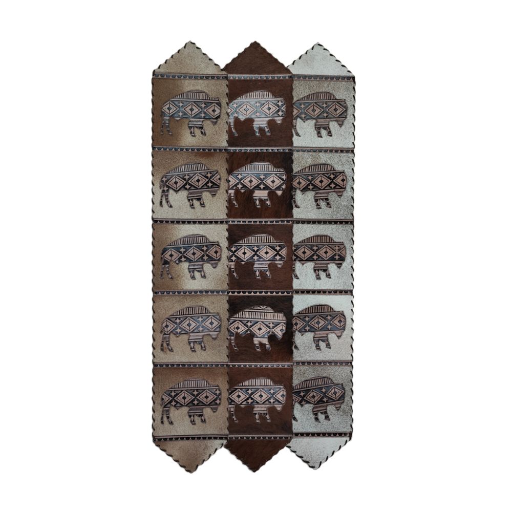 Table Runner Model 1 - Bison, Navajo Peach Details, Laced Border, 1' X 10'