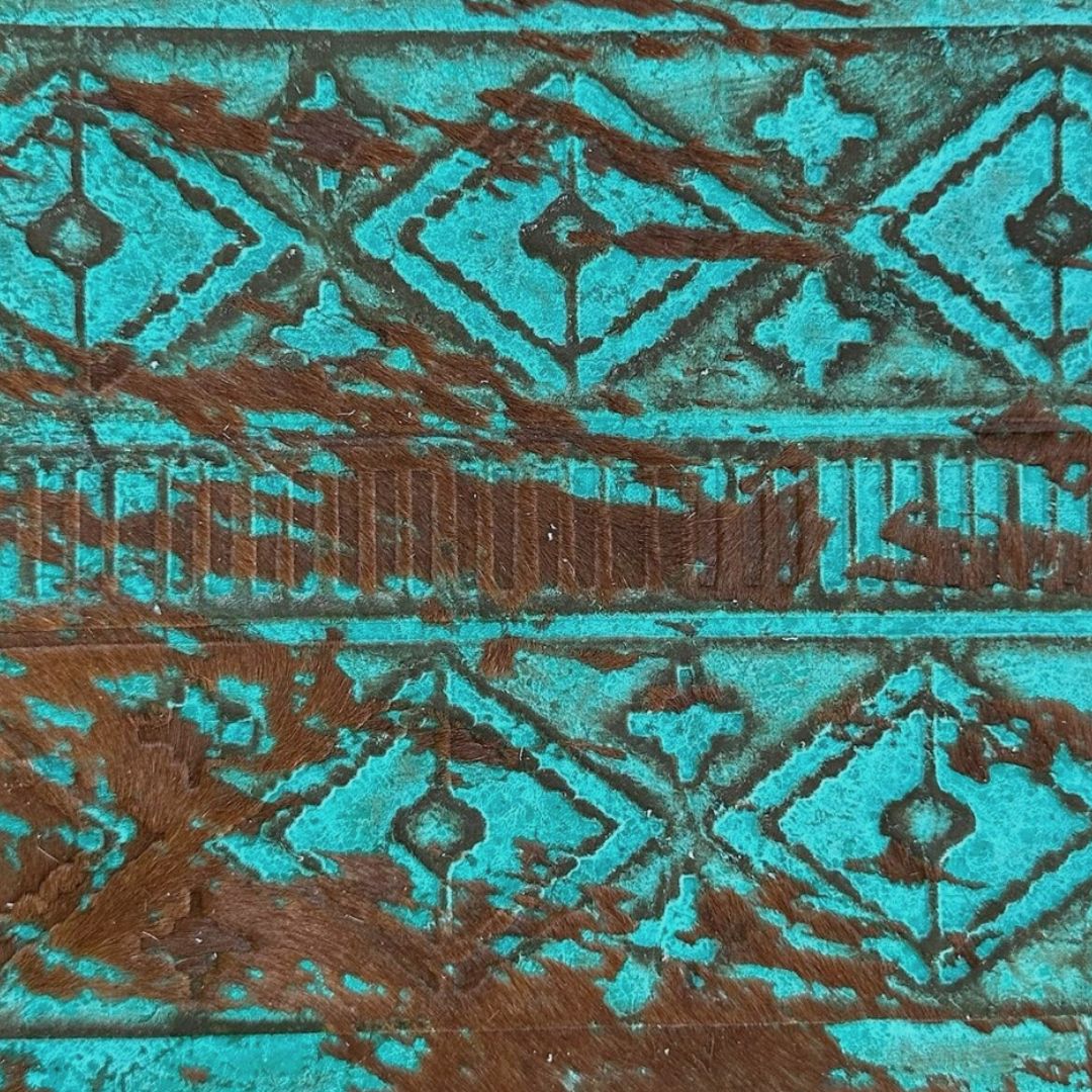 Distressed Navajo Turquoise & Brown Hair-on Sides Distressed Navajo Turquoise & Brown Hair-on Sides