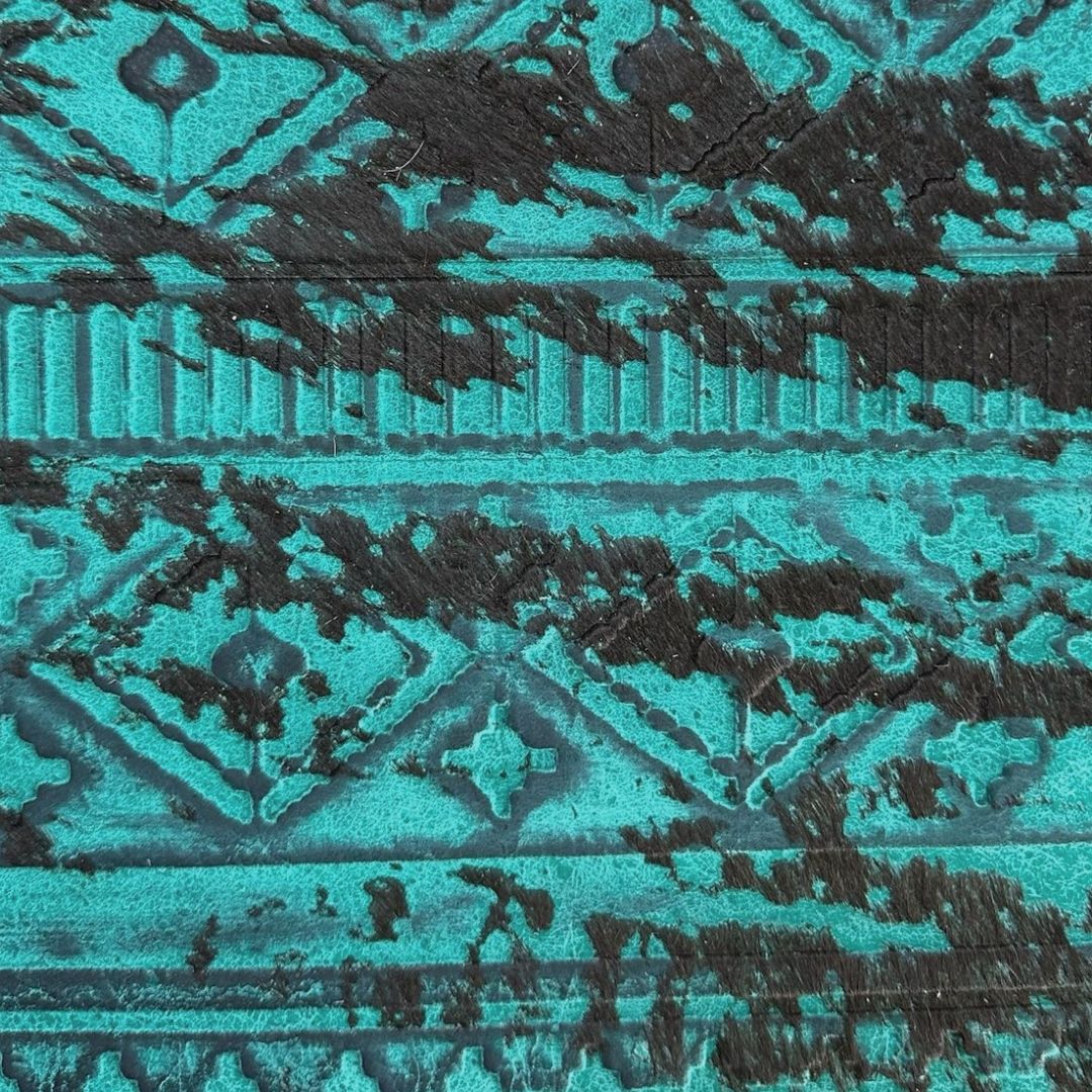 Distressed Navajo Turquoise & Black Hair-on Sides