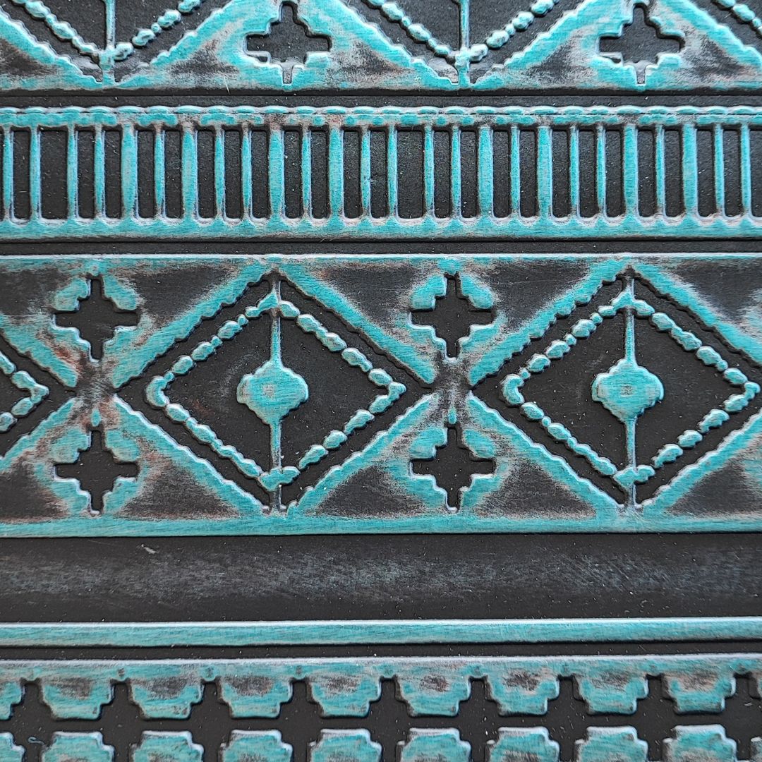 Navajo Sky Blue & Black Embossed Sides Navajo Sky Blue & Black Embossed Sides