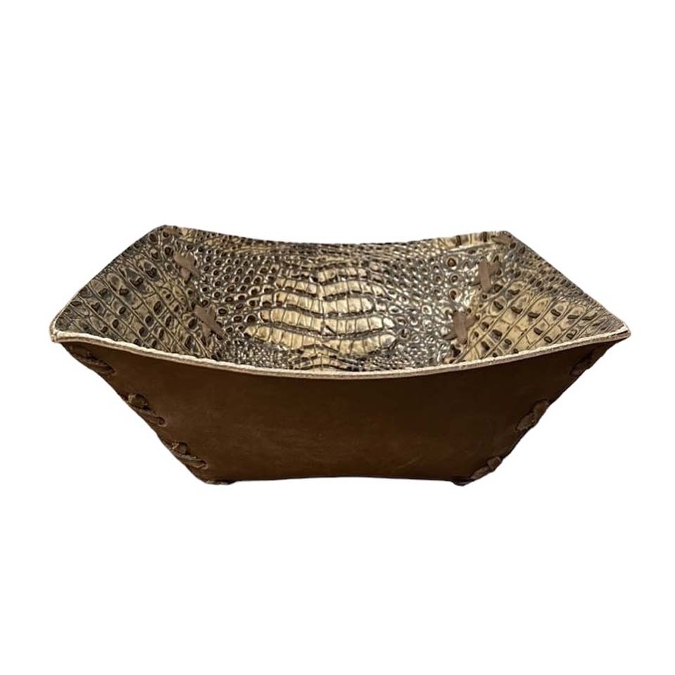 Bowl, Croc Tan Leather