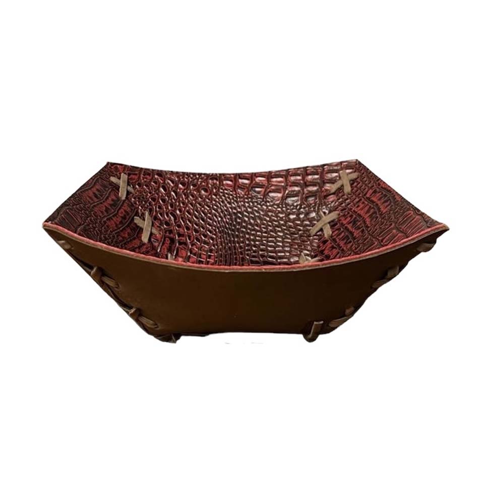Bowl, Croc Red Leather