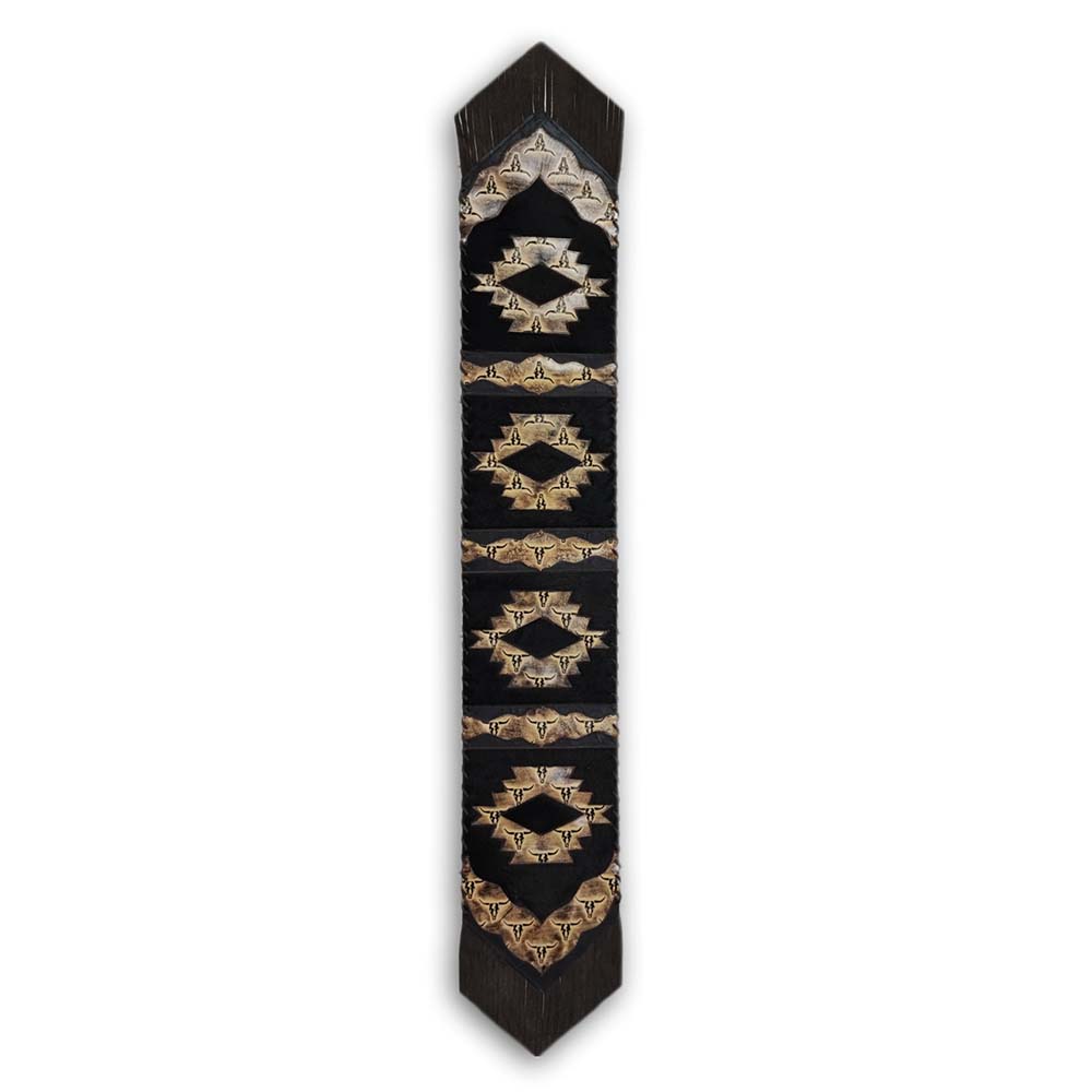 Table Runner Model 2 - Navajo, Longhorn Tan Details, with Fringes, 1' X 6'