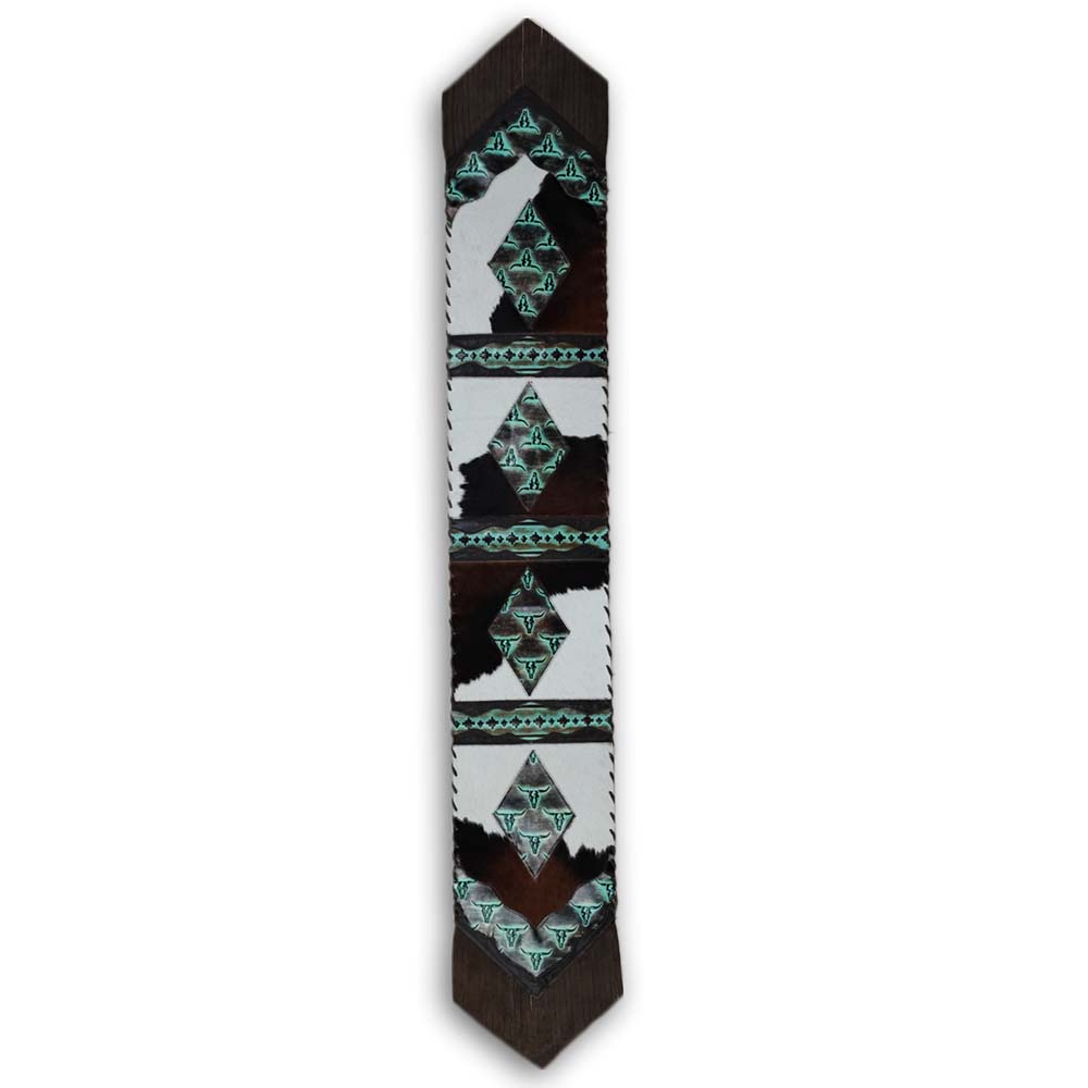 Table Runner Model 2 - Diamonds, Longhorn & Navajo Turq Details, with Fringes, 1' X 6' Table Runner Model 2 - Diamonds, Longhorn & Navajo Turq Details, with Fringes, 1' X 6'