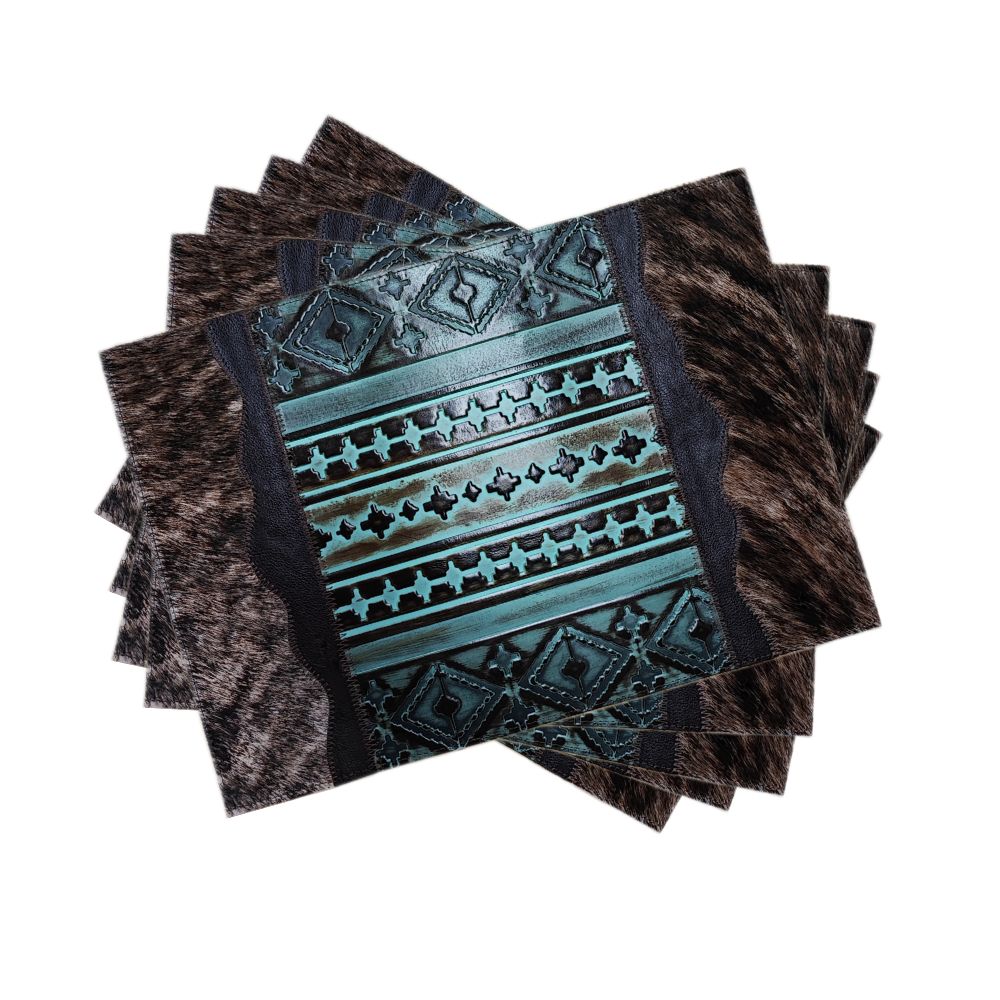 Placemat Rustic Ranch, Navajo Turq & Cowhide
