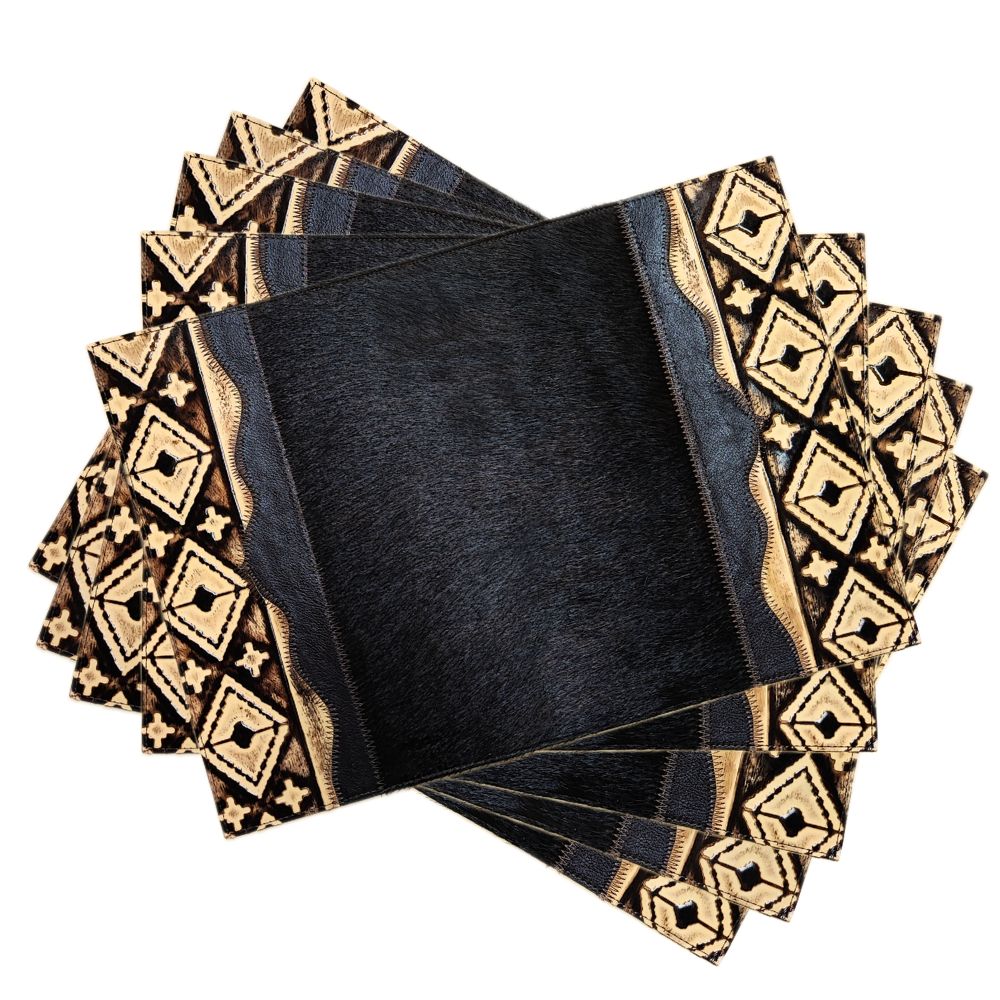 Placemat Western Soul, Navajo Tan & Cowhide Placemat Western Soul, Navajo Tan & Cowhide