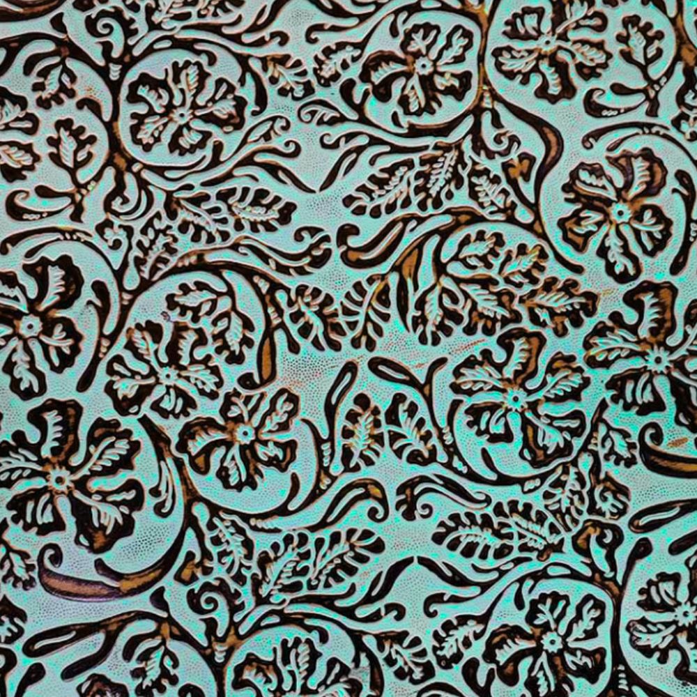 Indios Floral Turquoise Embossed Sides Indios Floral Turquoise Embossed Sides