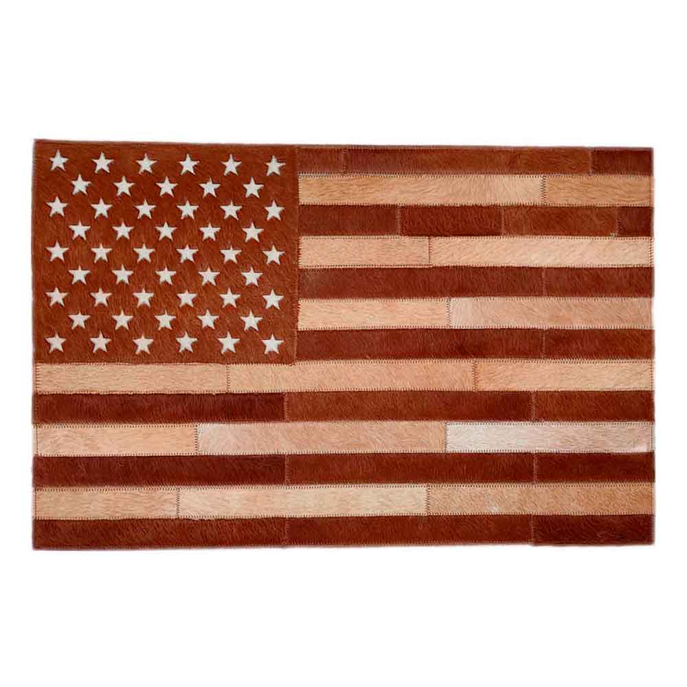 USA Flag Rug Size 32" x 20" - Brown and Beige