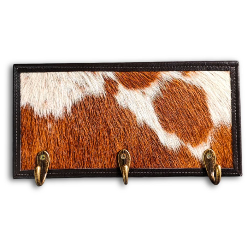Wall Hook Plaque, Brown and White