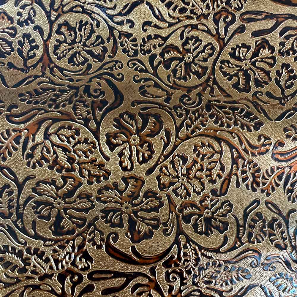 Indios Floral Gold Brown Embossed Sides Indios Floral Gold Brown Embossed Sides