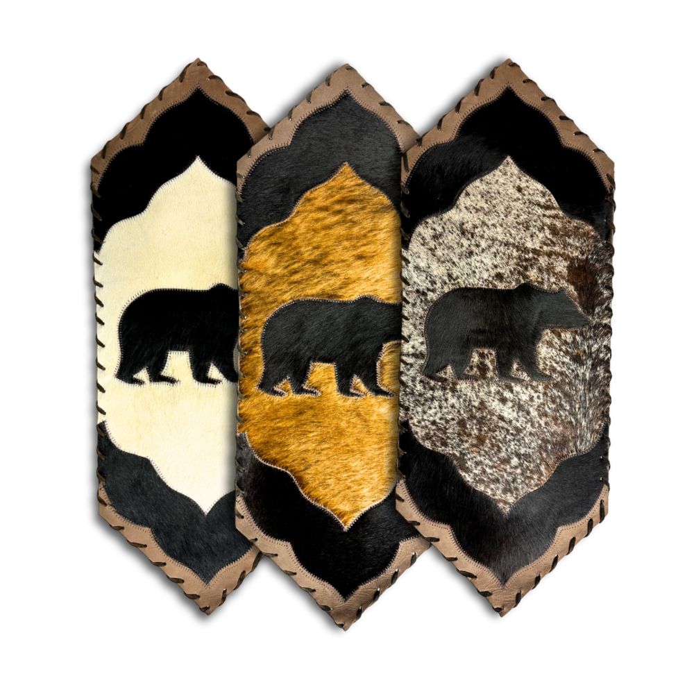 Mini Table Runner Model 2 - Bear, Only Cowhide, Laced, Size 1'X2'6"
