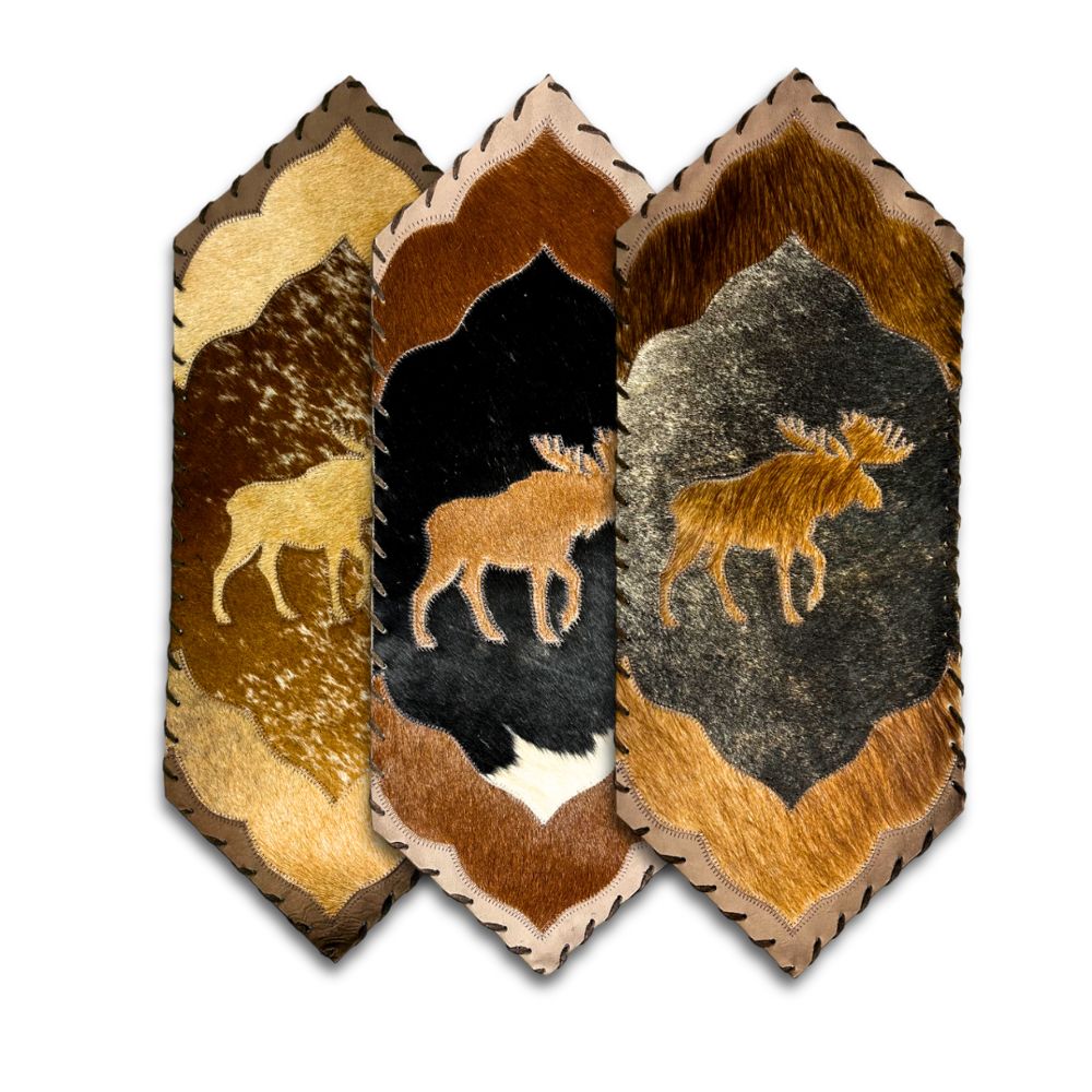 Mini Table Runner Model 2 - Moose, Only Cowhide, Laced, Size 1'X2'6"