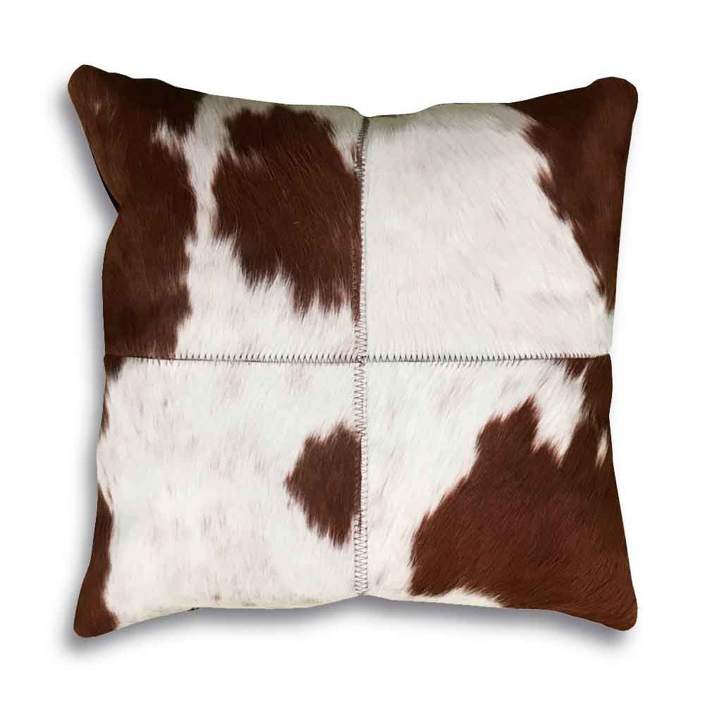 Pillow Case 4 Panels Brown and White, Cowhide Double Sided, Size 18' X 18' Pillow Case 4 Panels Brown and White, Cowhide Double Sided, Size 18' X 18'