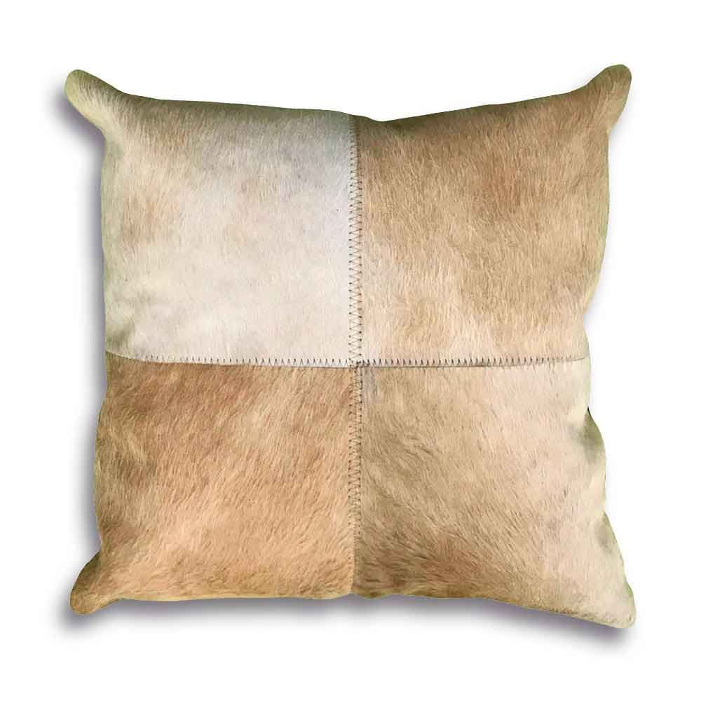 Pillow Case 4 Panels Champagne, Cowhide Double Sided, Size 20' X 20' Pillow Case 4 Panels Champagne, Cowhide Double Sided, Size 20' X 20'