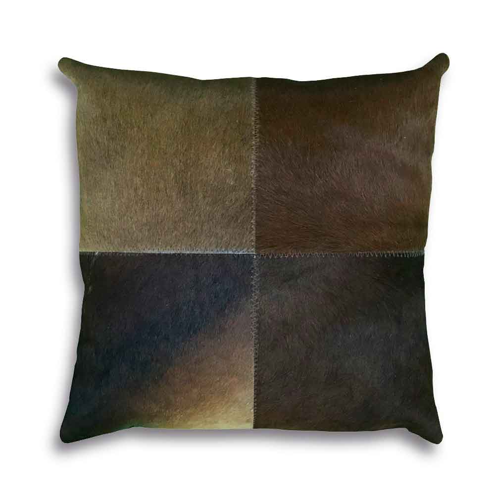 Pillow Case 4 Panels Coffee, Cowhide Double Sided, Size 18' X 18' Pillow Case 4 Panels Coffee, Cowhide Double Sided, Size 18' X 18'