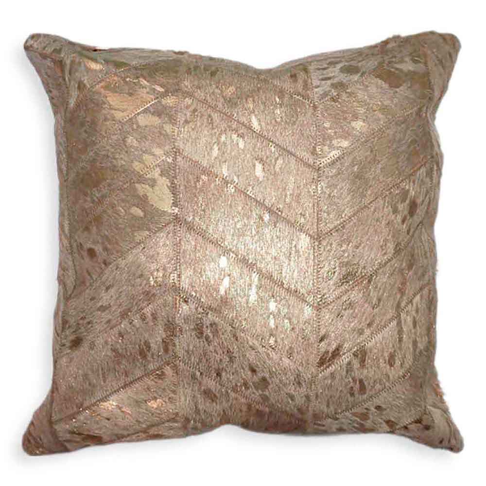 Pillow Case Chevron Gold & Beige, Cowhide Double Sided, Size 20' X 20' Pillow Case Chevron Gold & Beige, Cowhide Double Sided, Size 20' X 20'