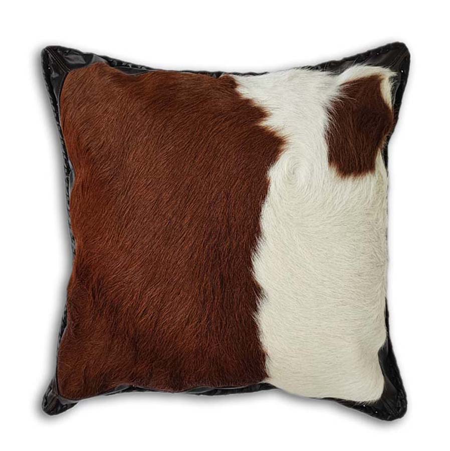 Pillow Case Leather & Laced Border, Plain, Cowhide Double Sided, Size 20' X 20' Pillow Case Leather & Laced Border, Plain, Cowhide Double Sided, Size 20' X 20'