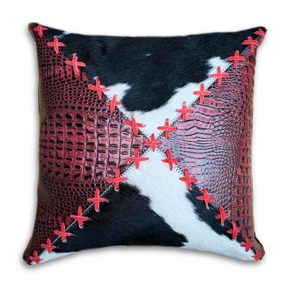 Pillow Case The Ranch Croc Red, Cowhide Double Sided, Size 12' X 20'