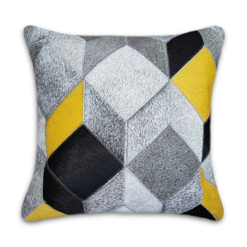 Pillow Case Dinamo Grey, Black & Yellow, Suede Fabric Backing, Size 12' X 20' Pillow Case Dinamo Grey, Black & Yellow, Suede Fabric Backing, Size 12' X 20'