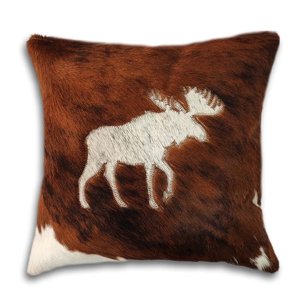 Pillow Case Moose, Suede Fabric Backing, Size 20' X 20'