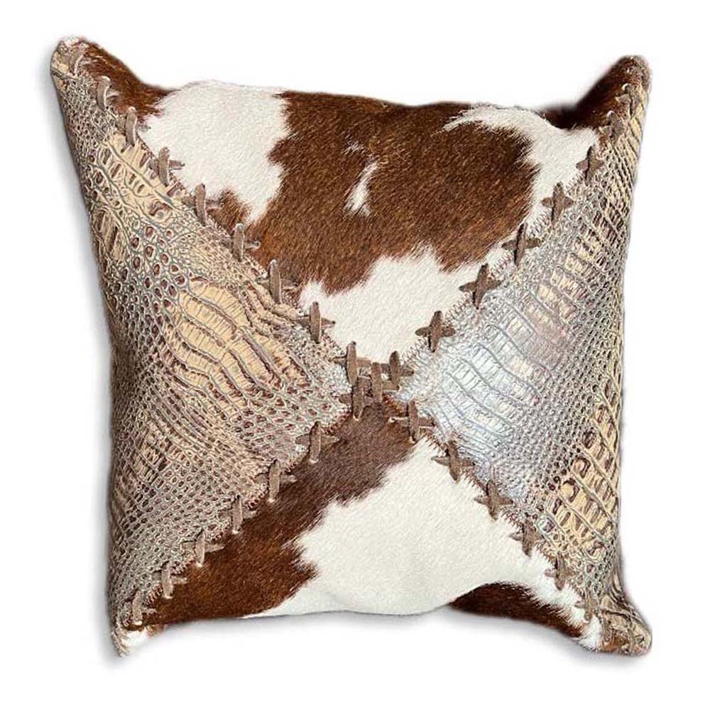 Pillow Case The Ranch Croc Tan, Suede Fabric Backing, Size 18' X 18' Pillow Case The Ranch Croc Tan, Suede Fabric Backing, Size 18' X 18'