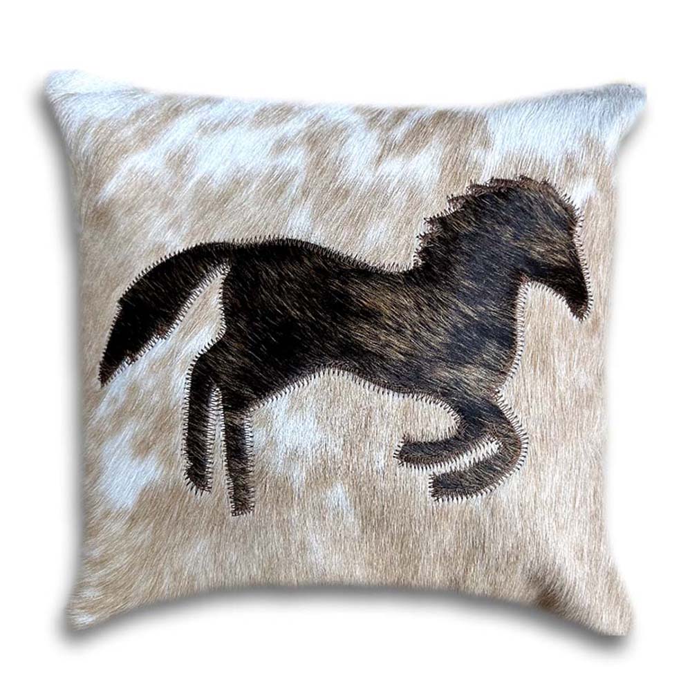 Pillow Case Running Horse, Backing Suede Fabric, Size 16"X16"
