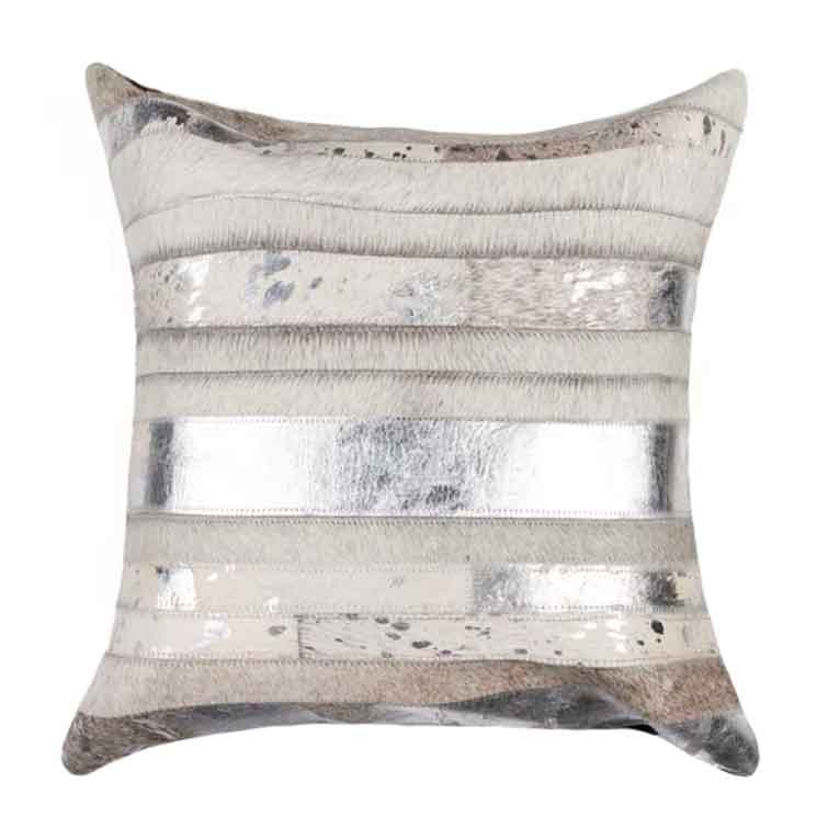 Pillow Case Stripes Silver, White & Grey, Suede Fabric Backing, Size 12' X 20' Pillow Case Stripes Silver, White & Grey, Suede Fabric Backing, Size 12' X 20'